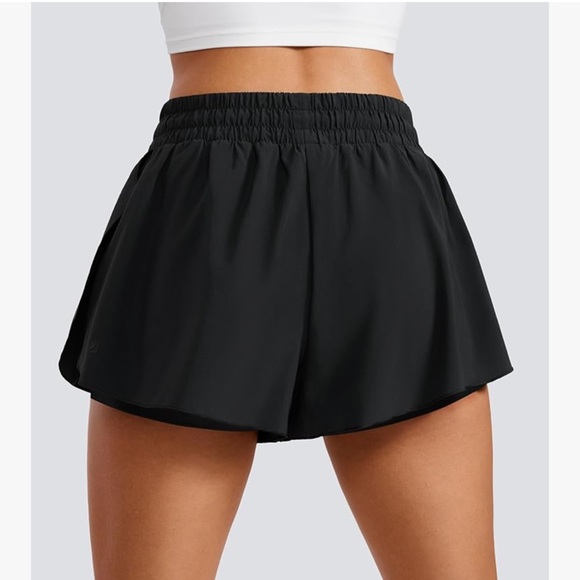 CRZ YOGA 2 in 1 Flowy Running Shorts- Black - Picture 2 of 6